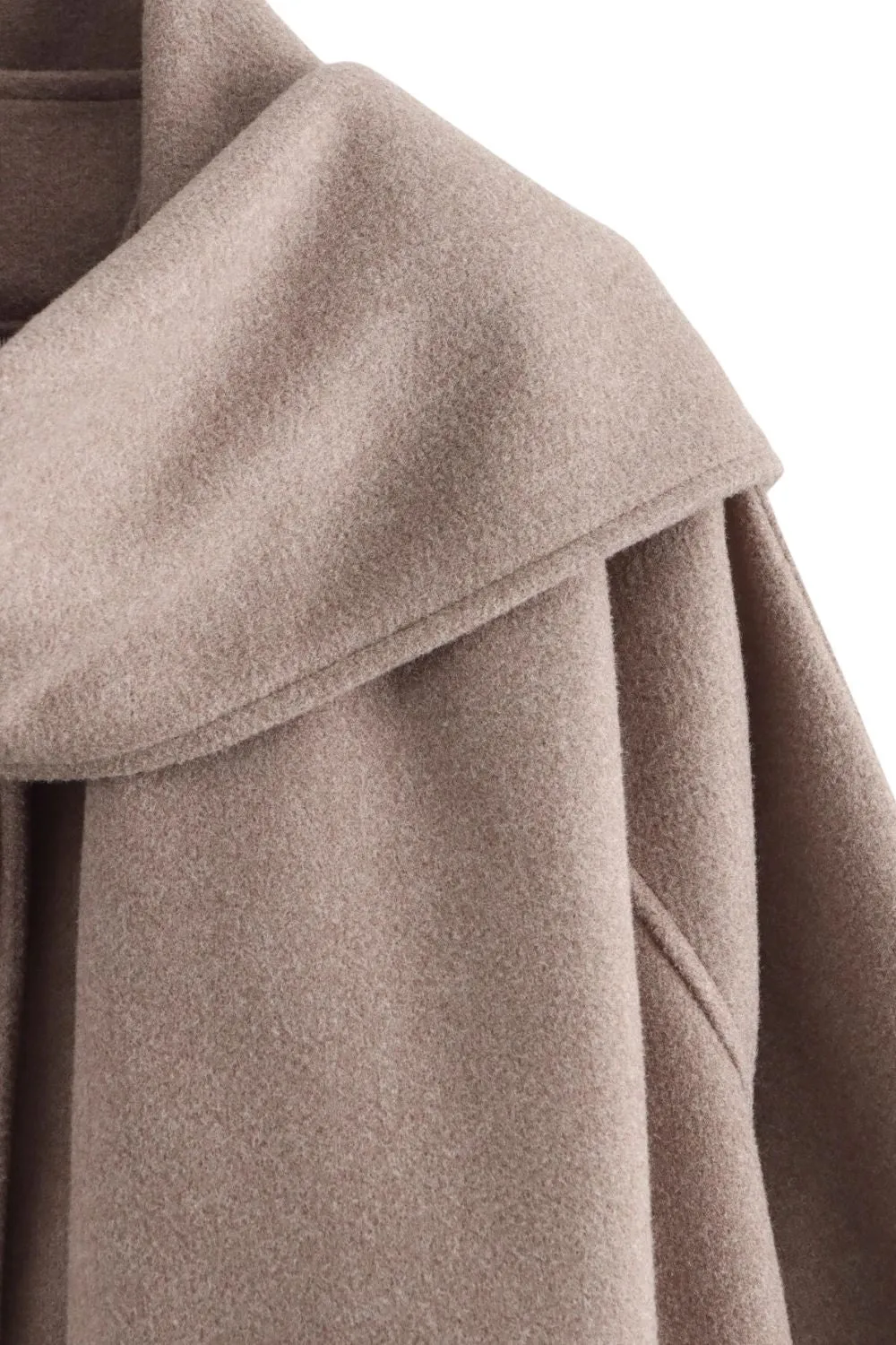 ' Daina' Buttoned Long-Sleeve Coat with Attached Scarf