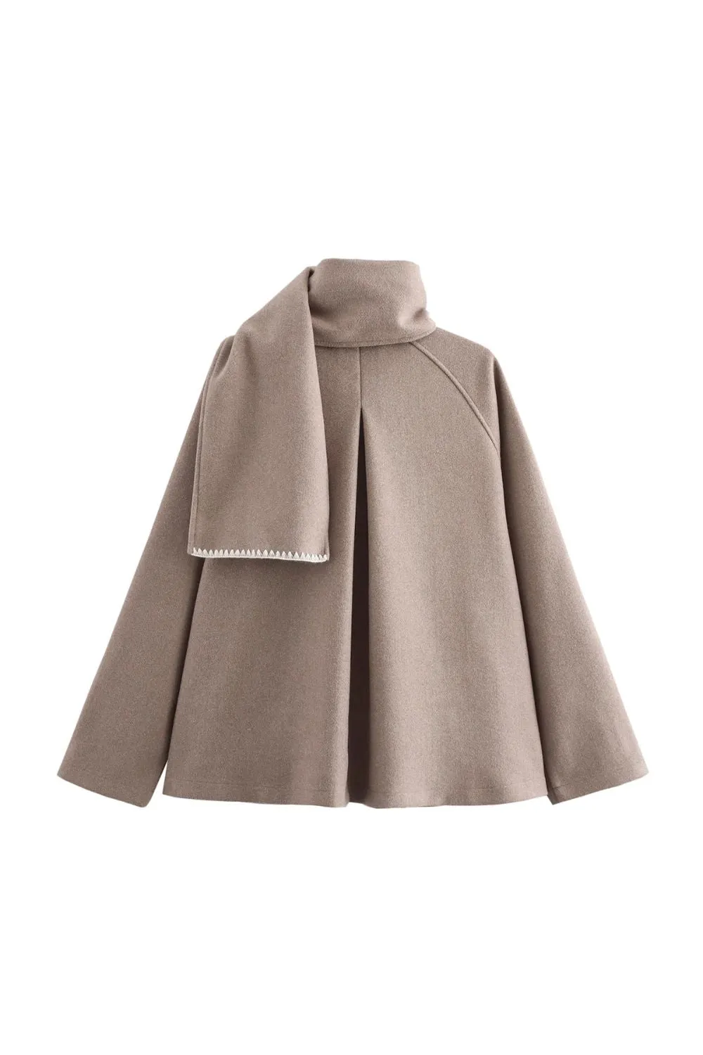 ' Daina' Buttoned Long-Sleeve Coat with Attached Scarf