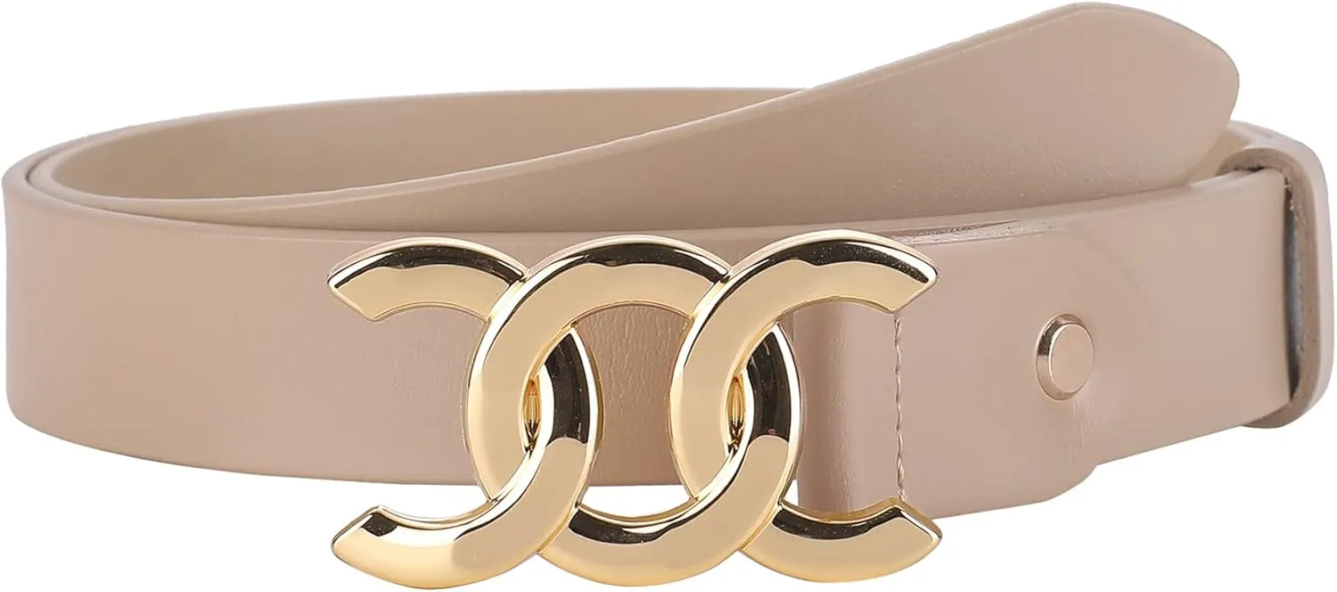 ALAIX Women's Belt Gold/Silver Buckle Belt Black leather belt Fashion Dress Pants Jeans belts for women