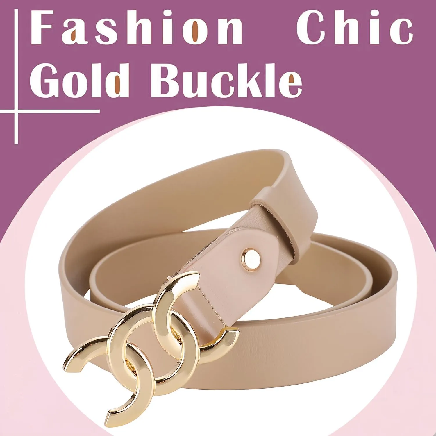 ALAIX Women's Belt Gold/Silver Buckle Belt Black leather belt Fashion Dress Pants Jeans belts for women