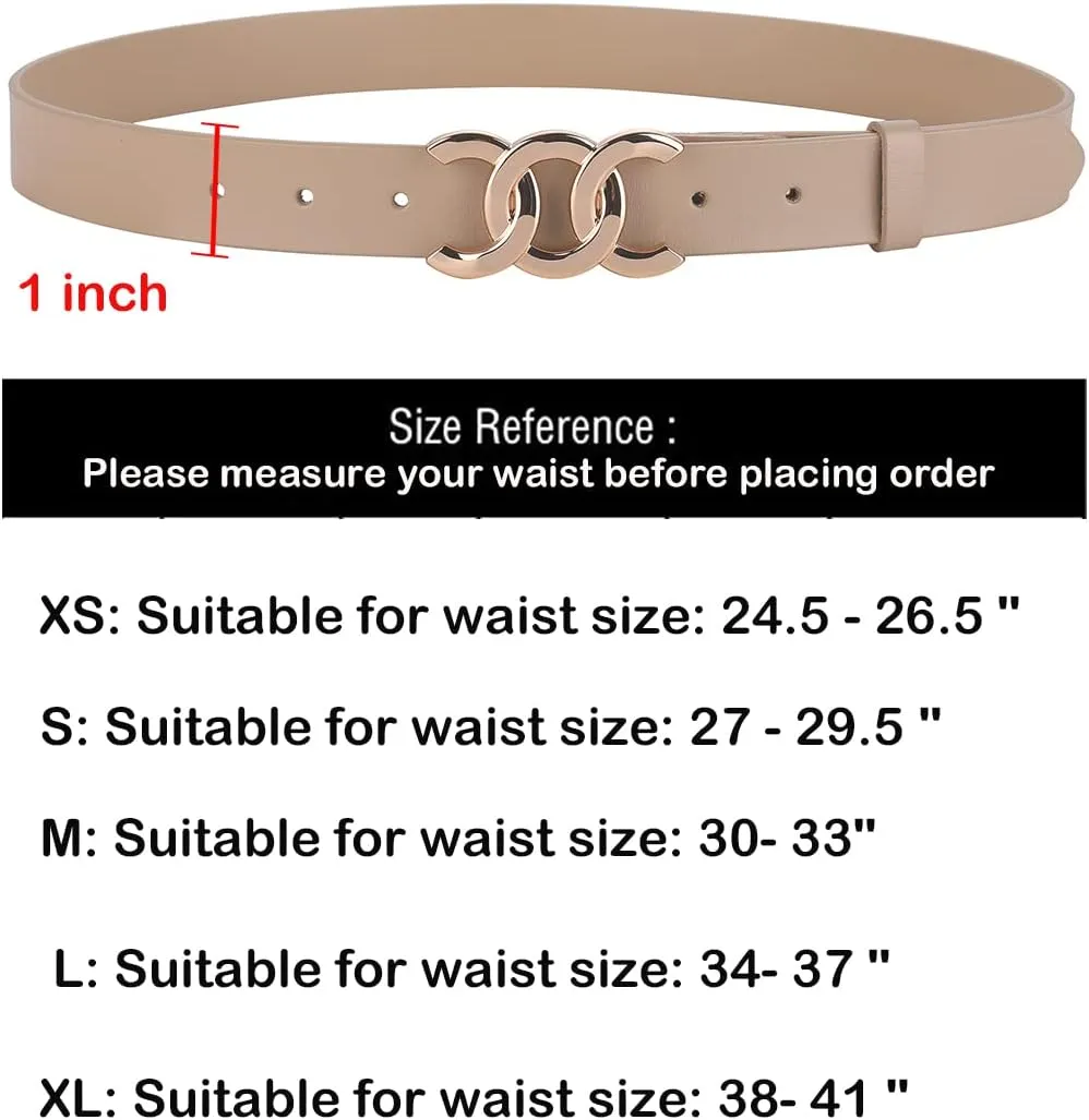ALAIX Women's Belt Gold/Silver Buckle Belt Black leather belt Fashion Dress Pants Jeans belts for women