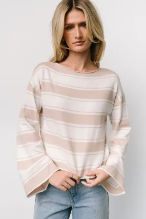 Astoria Striped Top | Ivory   Sand