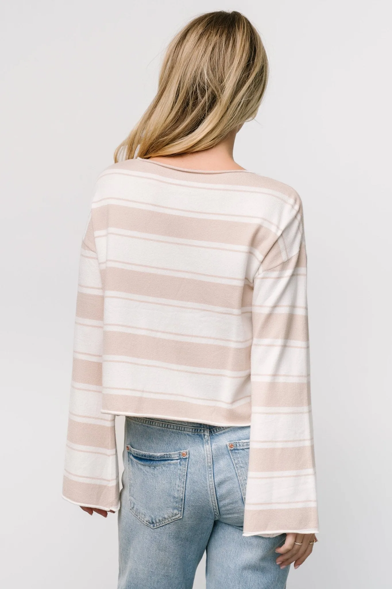 Astoria Striped Top | Ivory   Sand
