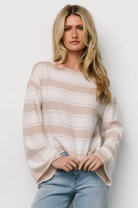 Astoria Striped Top | Ivory   Sand