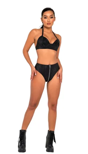 Black Halter Neck Tie-Top Bikini Top Festival Ravewear