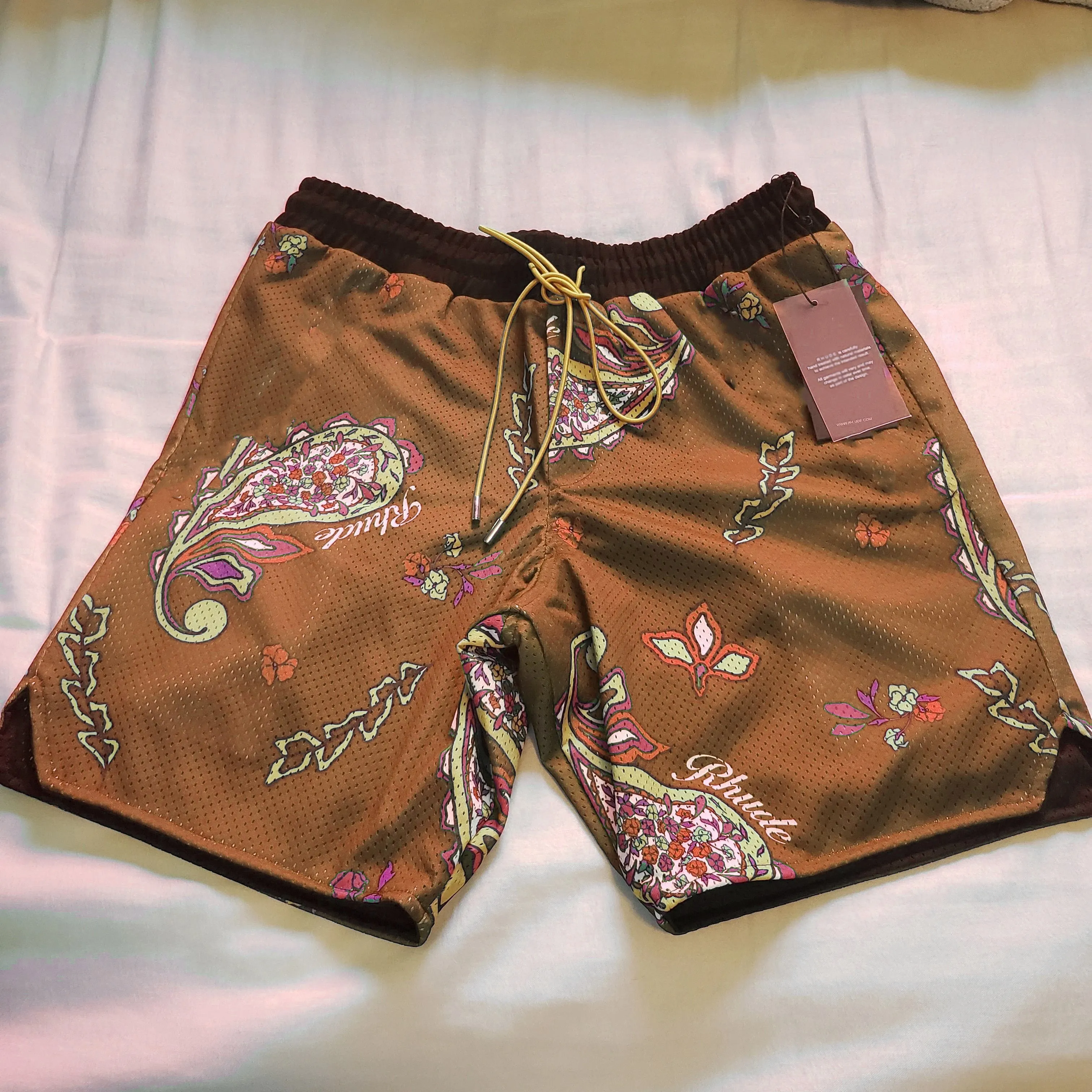 Cashew Flower Khaki Casual Street Shorts