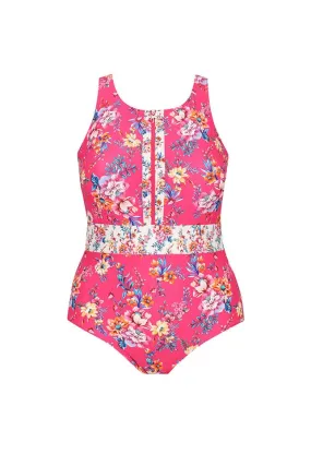 Castaway High Neck Sleeveless Zip Up One Piece