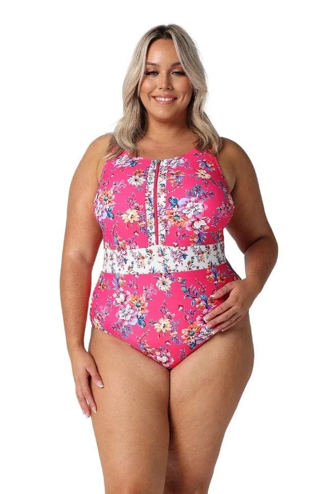 Castaway High Neck Sleeveless Zip Up One Piece