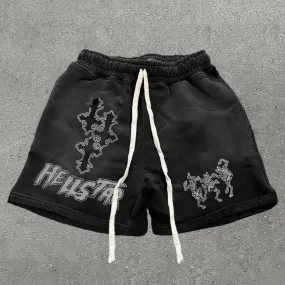 Casual Cross Print Knit Shorts