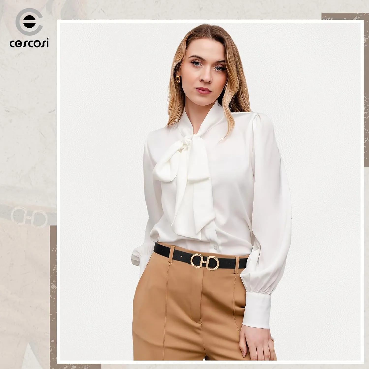 CESCOSI Reversible Leather Belt for Women with Gold Buckle 0.9 Width Ladies Leather Belt for Jeans Pants