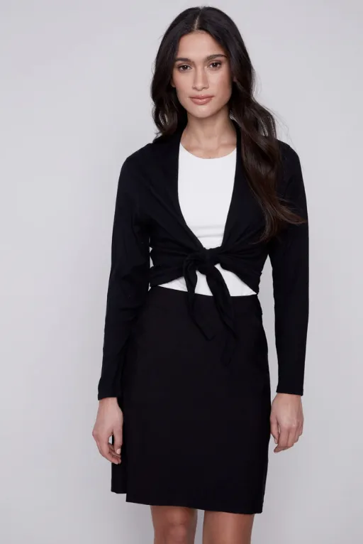 Charlie B Front Tie Bolero Black