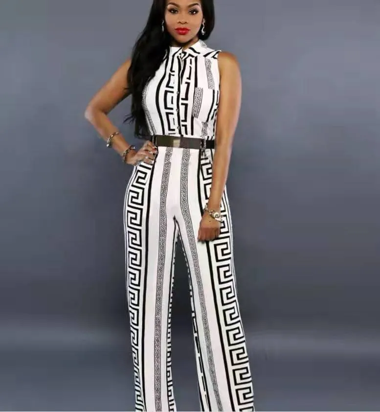Chic Printed Jumpsuit with Belt