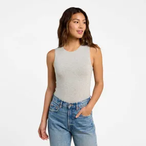 Cotton Stretch Classic Crewneck Tank Bodysuit | Heather Grey