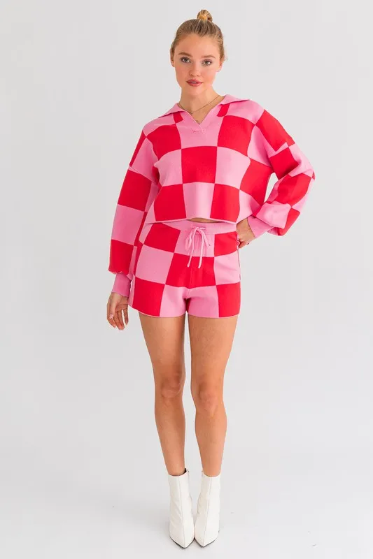 Cute Casual Plaid Checkered Sweater Shorts