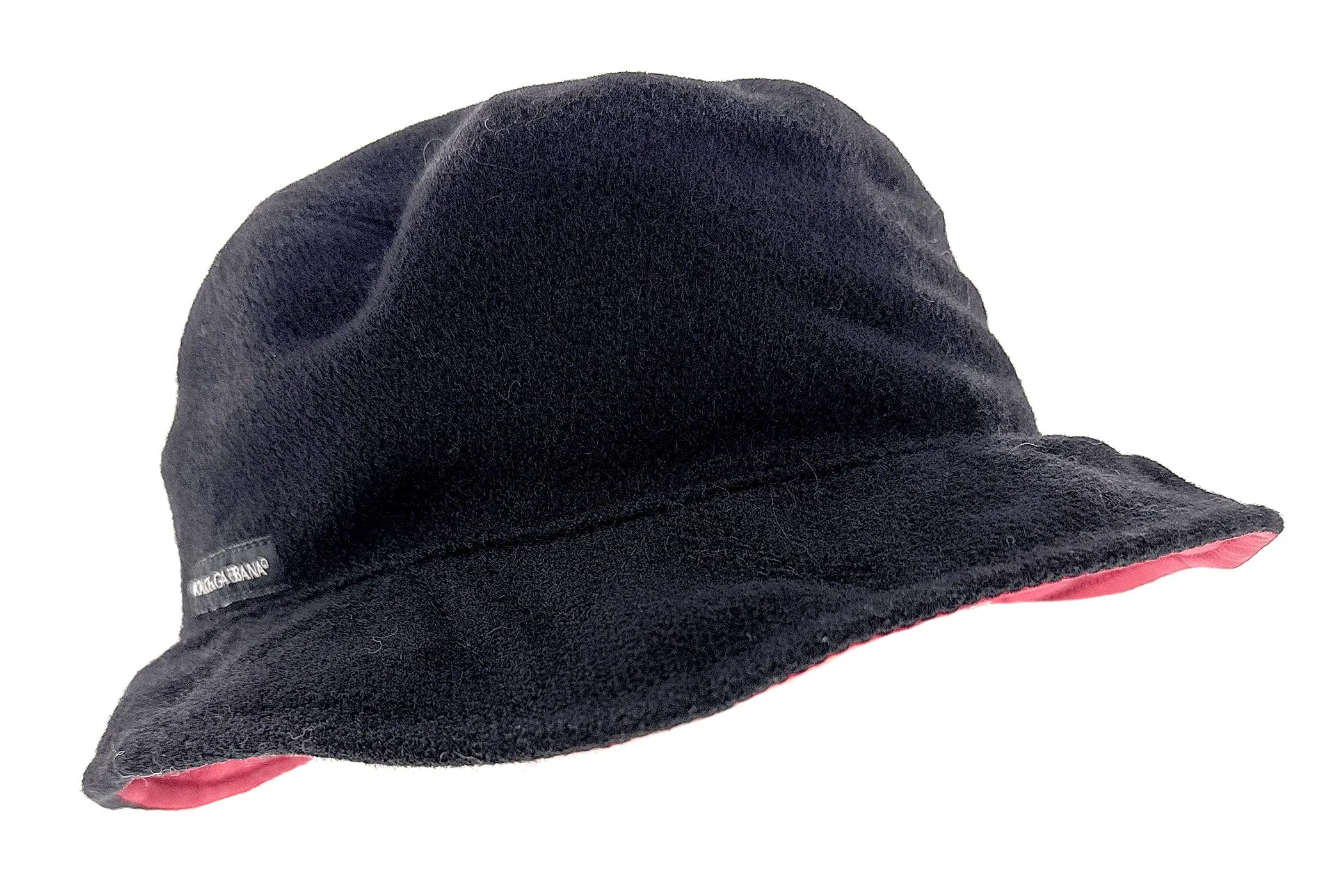 Dolce & Gabbana Black Wool Blend Bucket Hat with Logo Detail-