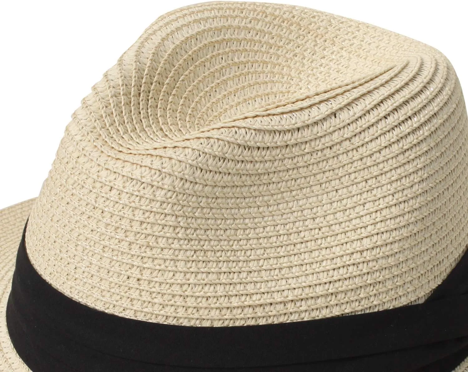 DRESHOW Women Straw Panama Hat Travel Fedora Beach Sun Hat Summer Wide Brim Straw Roll up Hat UPF 50 