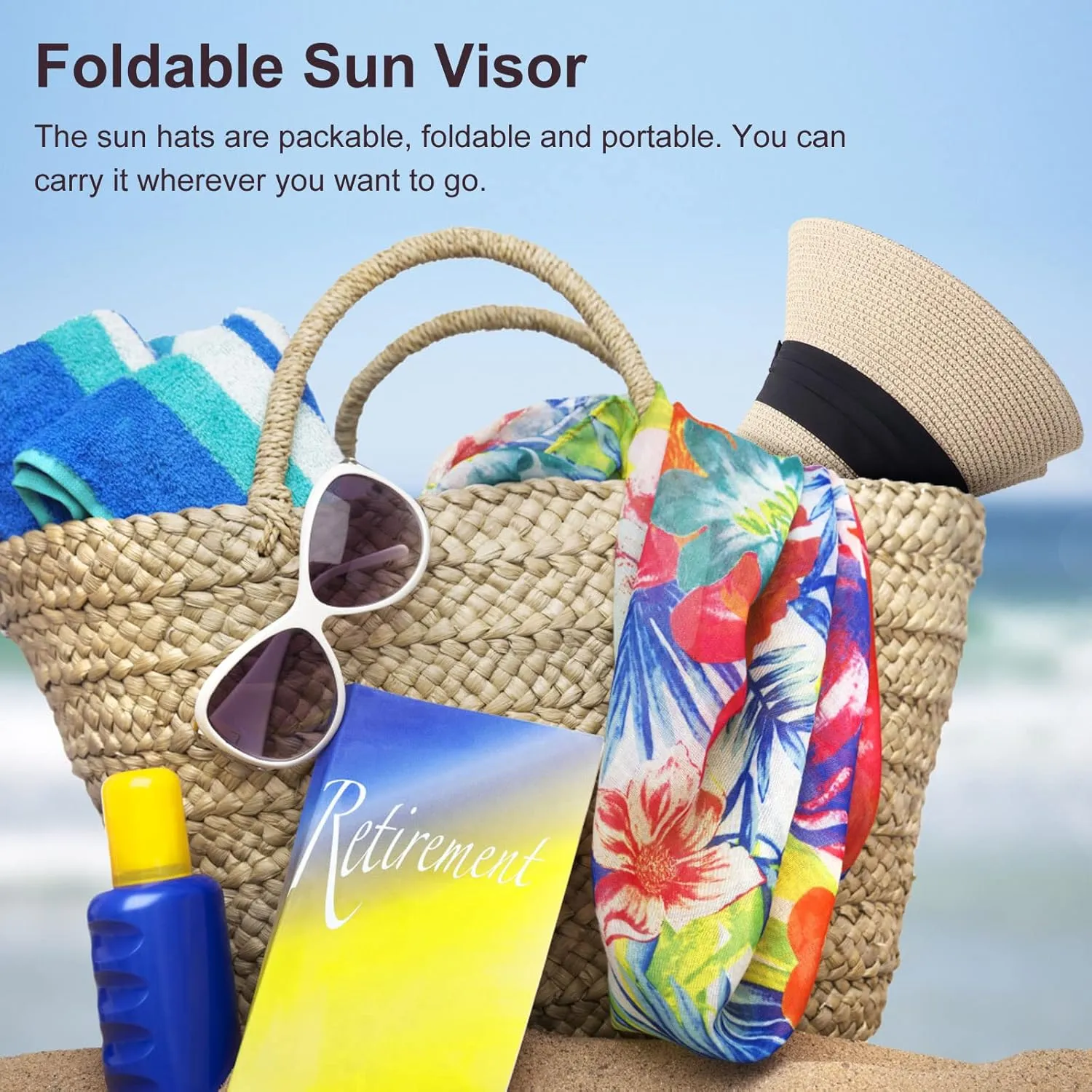 DRESHOW Women Straw Panama Hat Travel Fedora Beach Sun Hat Summer Wide Brim Straw Roll up Hat UPF 50 