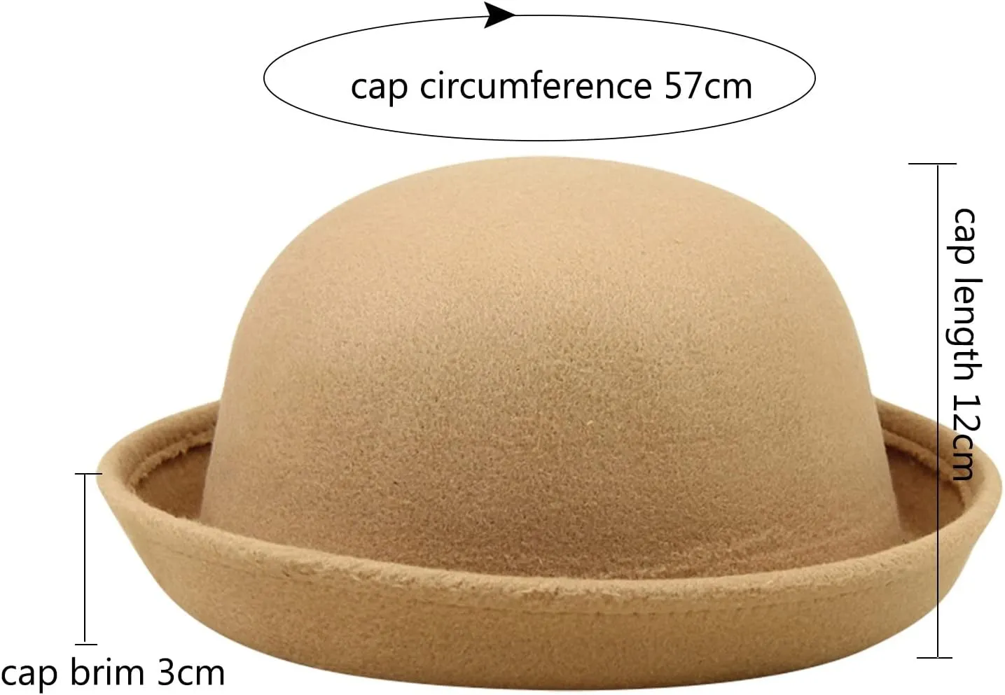 Elegant Adults Solid Hat Roll Up Brim Panama Bowler Hat Bucket Hat Mens Womens Classic Wool Round Men's Sun Hat