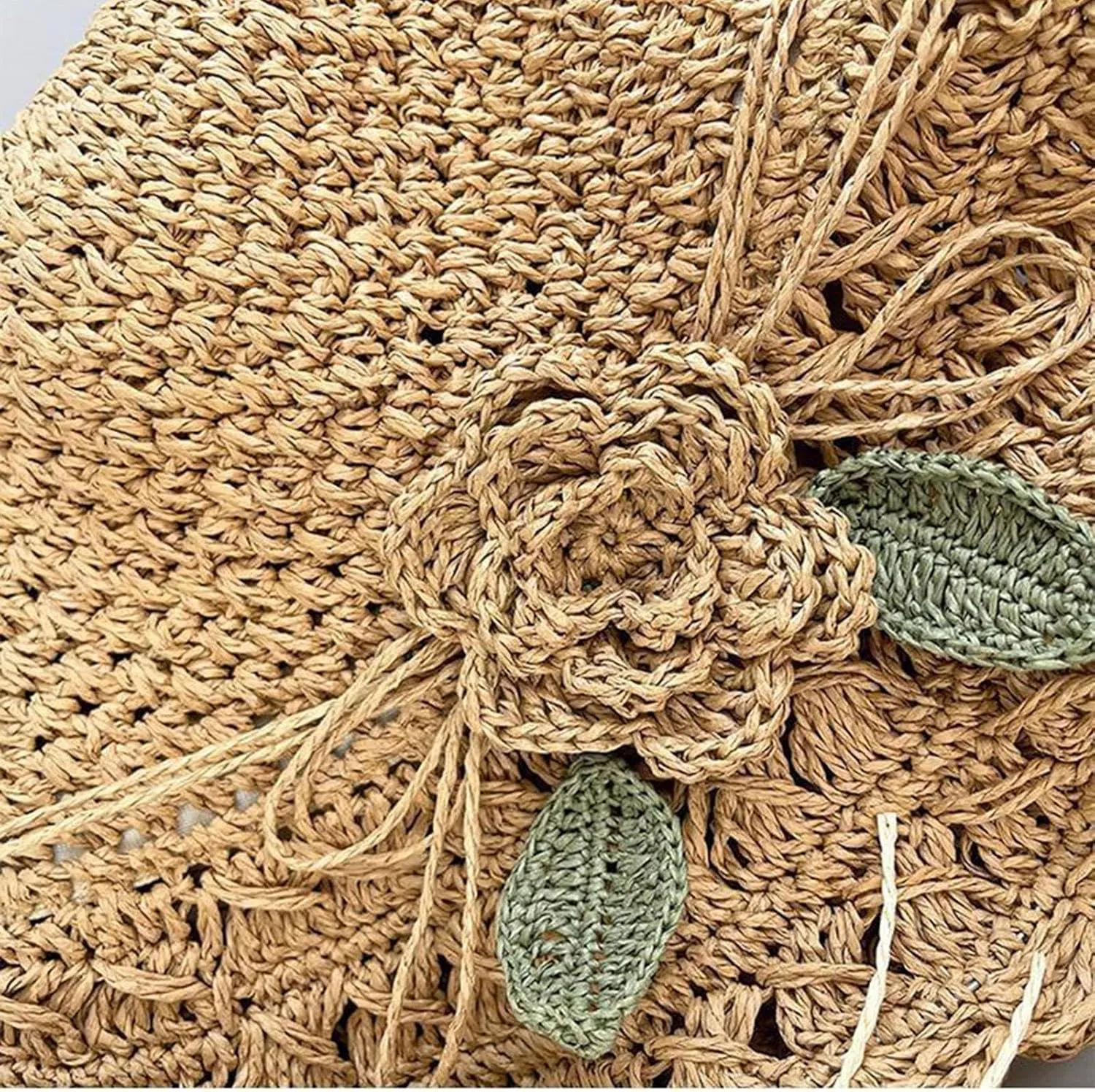 Elegant Crochet Straw Hat with Ruffle Detail, Crochet Ruffle Hats for Women, UV Protection Wide Brim Sun Hat