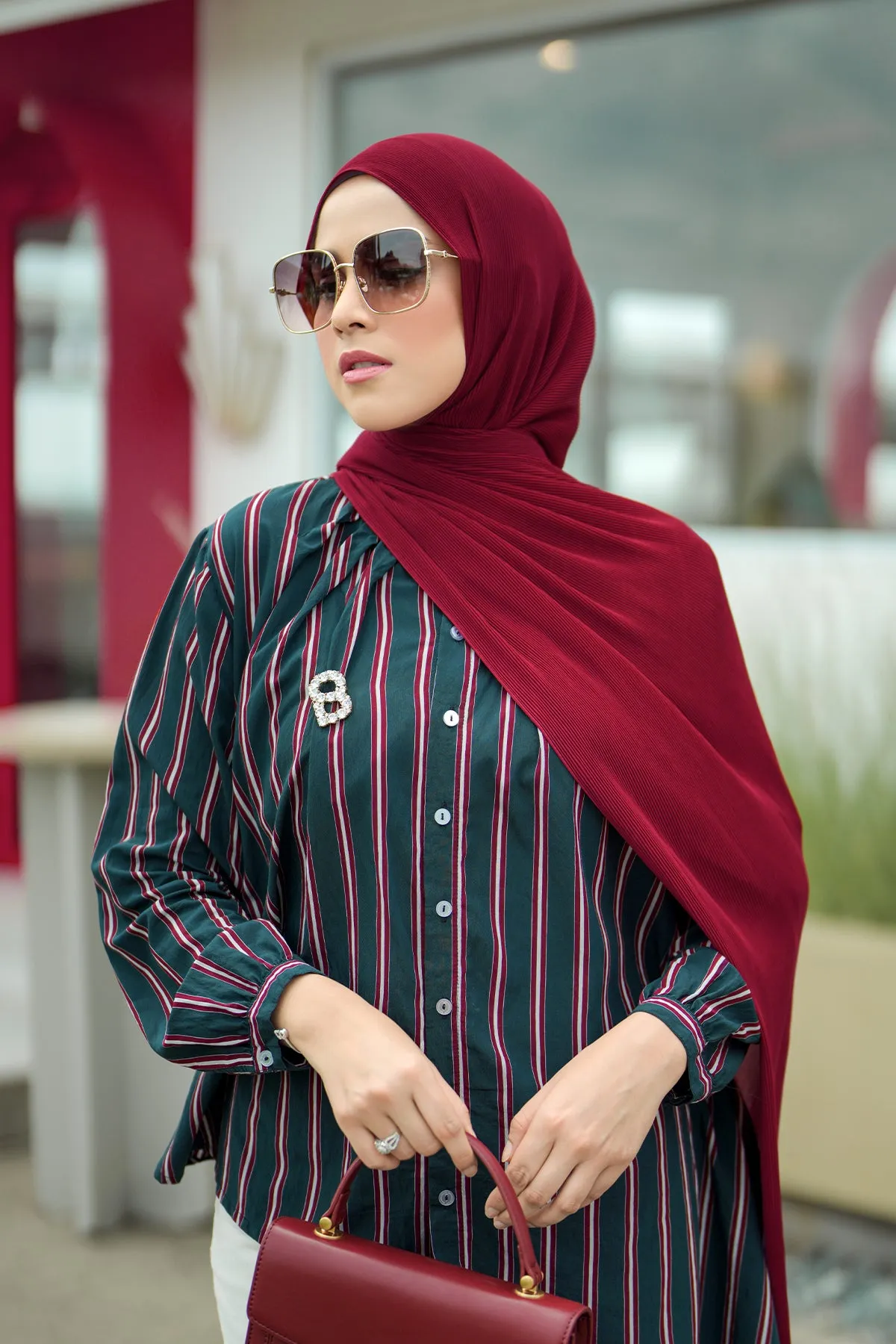 Everyday Pleated Shawl - Apple