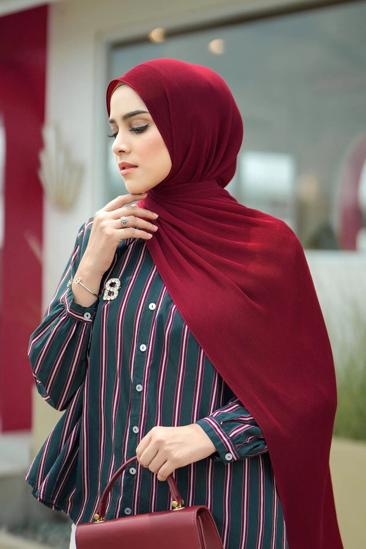 Everyday Pleated Shawl - Apple