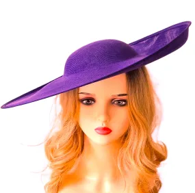 Extra Large Purple Fascinator Hat for Ascot, Church and Weddings - Ladies Occasion Hats with Wide Brims for Derby Racing - Church Hats for Women