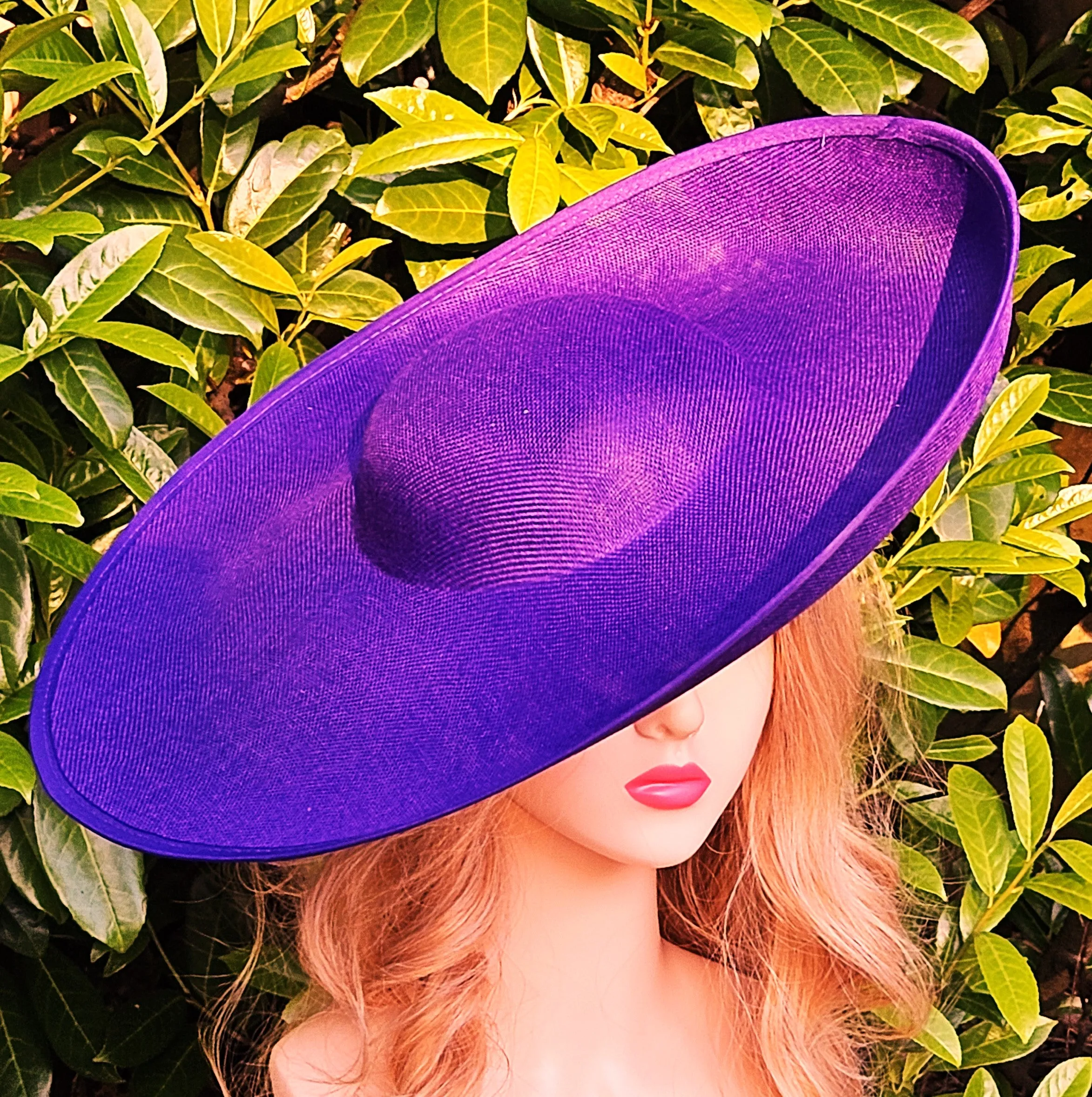Extra Large Purple Fascinator Hat for Ascot, Church and Weddings - Ladies Occasion Hats with Wide Brims for Derby Racing - Church Hats for Women