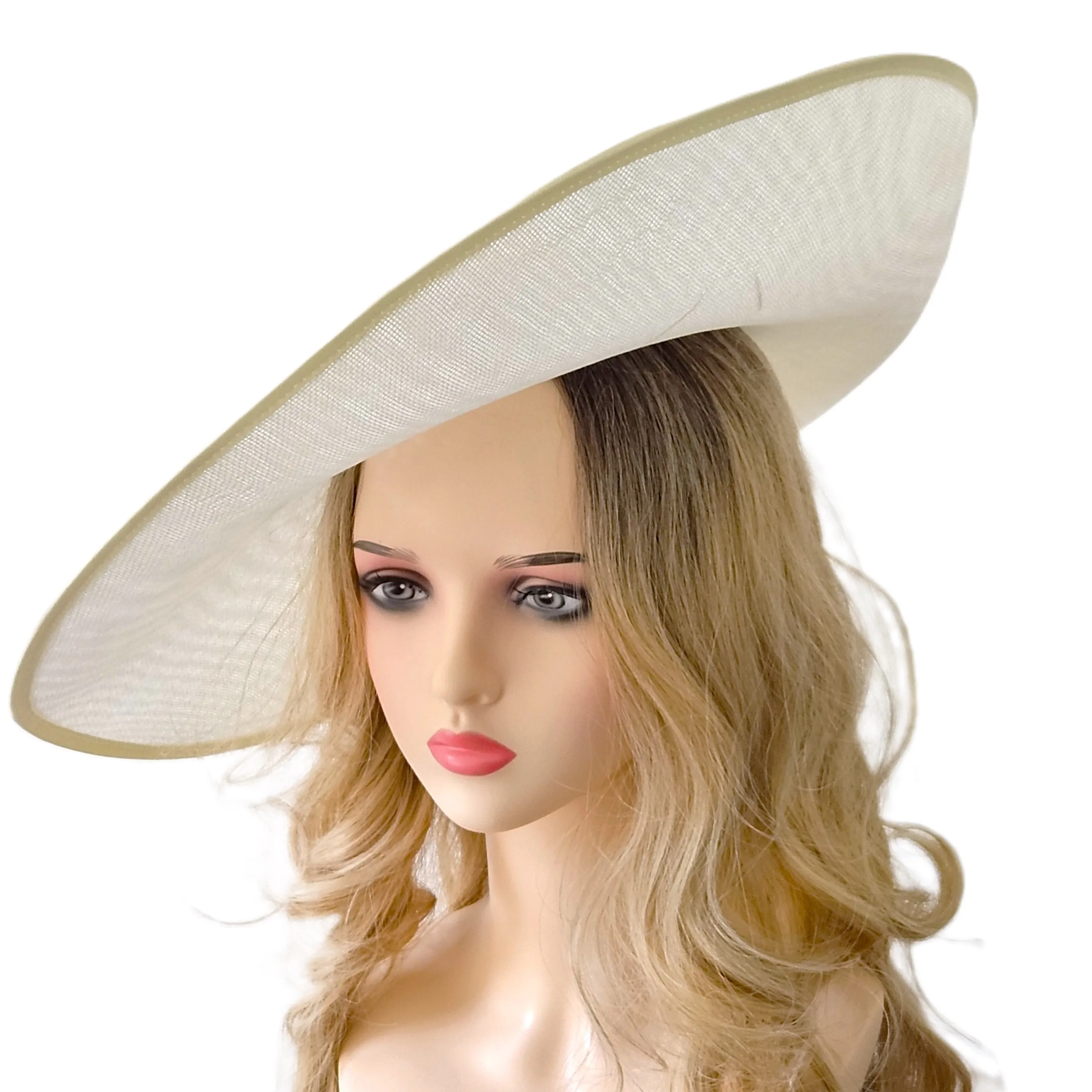 Extra Large Wedding Hat White Cream Ivory - Women's Hats for Royal Ascot, Derby Races - Plain Church Hats Ladies