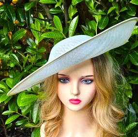 Extra Large Wedding Hat White Cream Ivory - Women's Hats for Royal Ascot, Derby Races - Plain Church Hats Ladies