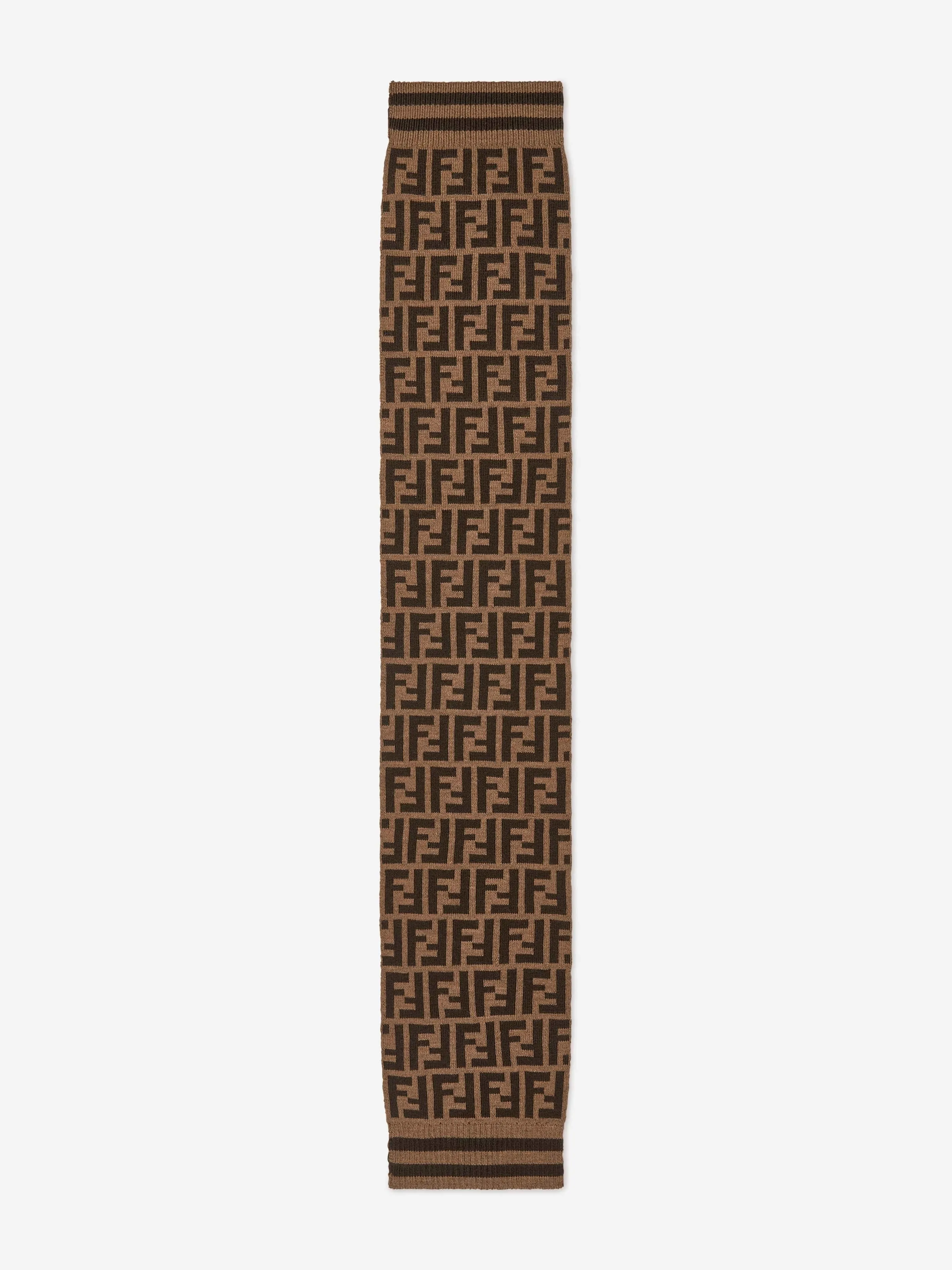 Fendi Baby Logo Hat and Scarf Set in Brown