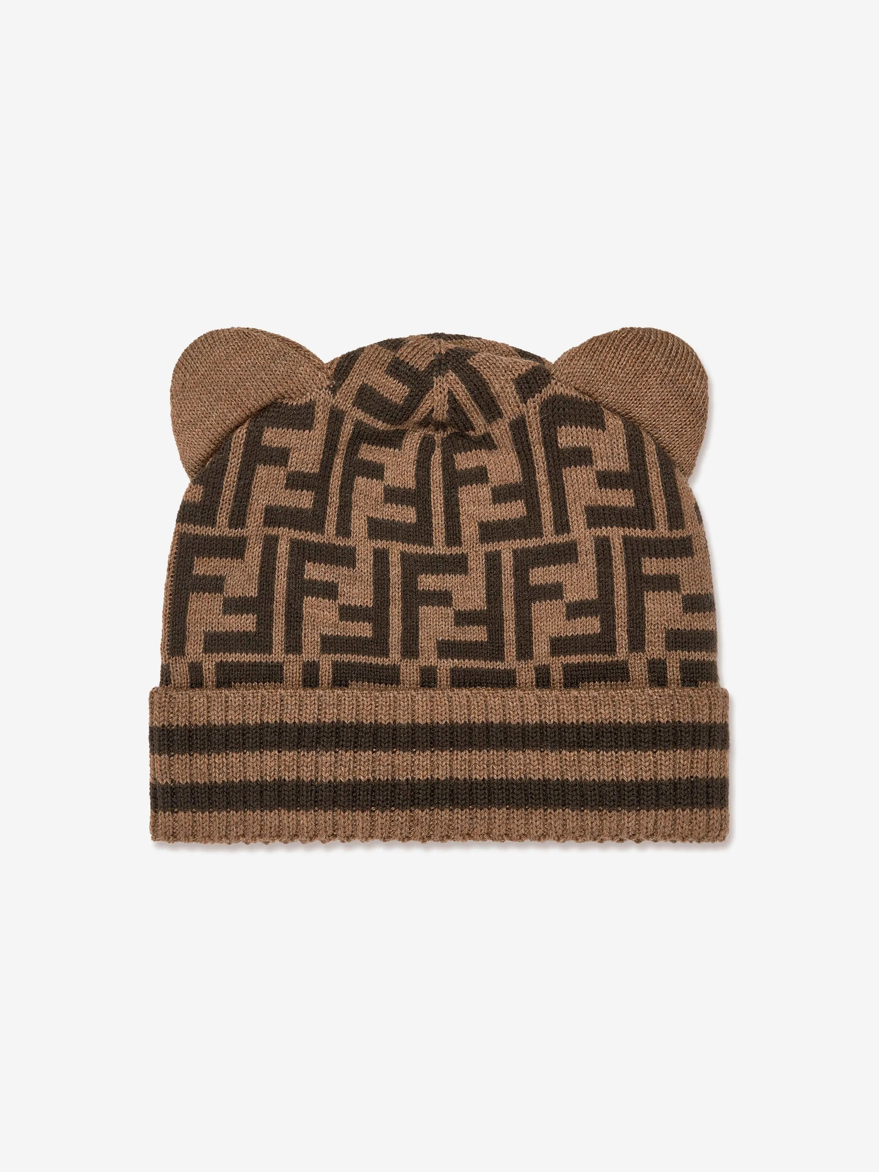 Fendi Baby Logo Hat and Scarf Set in Brown