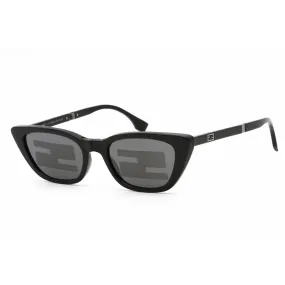 Fendi Men's Sunglasses - Shiny Black Cat Eye Frame Smoke Mirror Lens | FE40089I 01C