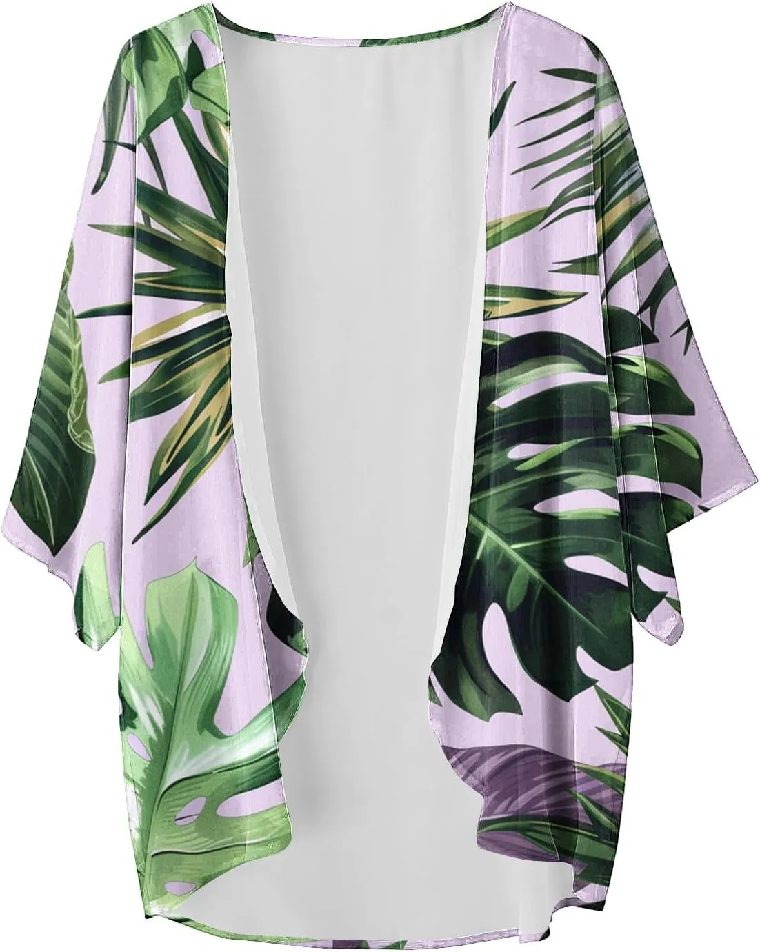 Floral Print Puff Sleeve Kimono For Women Cardigans 3/4 Sleeve Chiffon Coverup 2025 Loose Open Front Cover Beach Tops