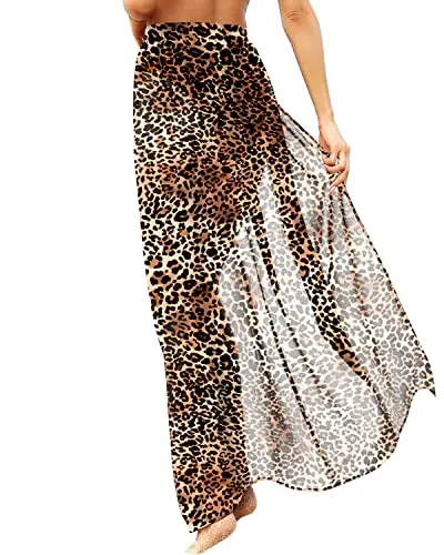 Flowy Chiffon Beach Wrap Sarong For Women-Leopard