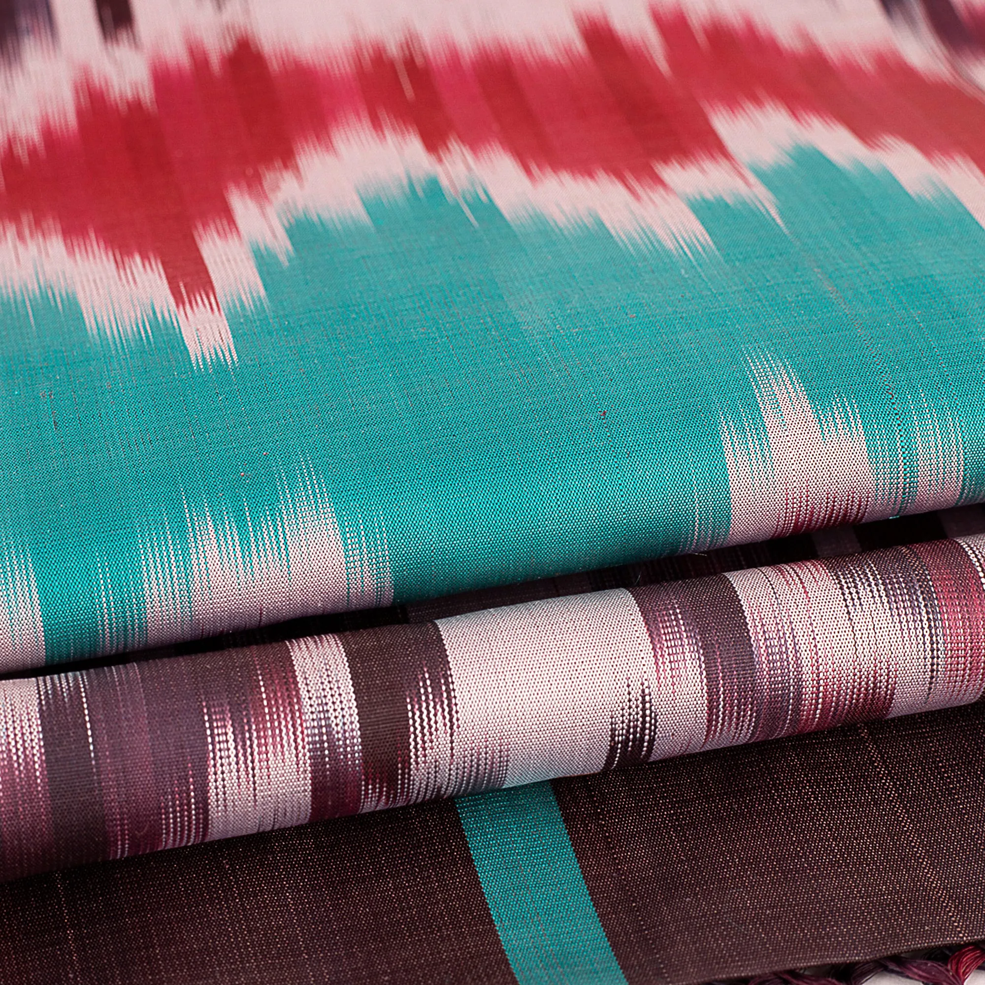 Handwoven Silk Scarf with Fringes and a Bright Palette - Serene Samarkand | NOVICA