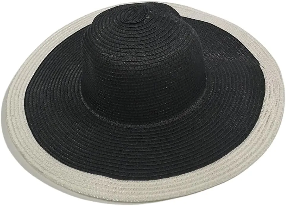 HBJWOV Hat with Large Eaves, Beach Hat, Women's Sun Hat, Beach Vacation Sun Hat, Foldable(E)