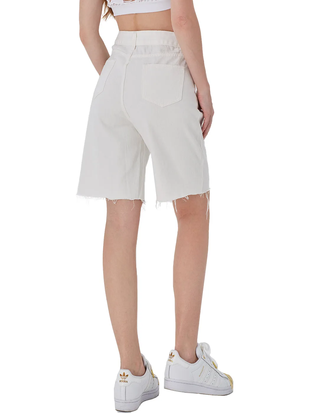 High Waisted Capri Bermuda Denim Shorts