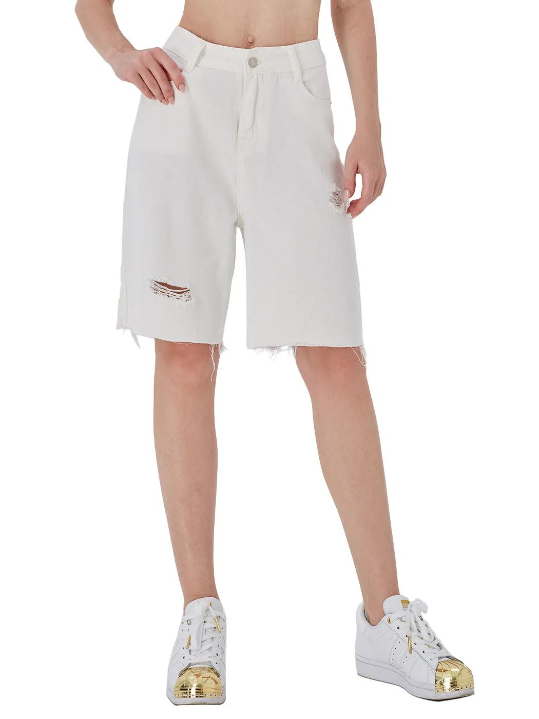 High Waisted Capri Bermuda Denim Shorts