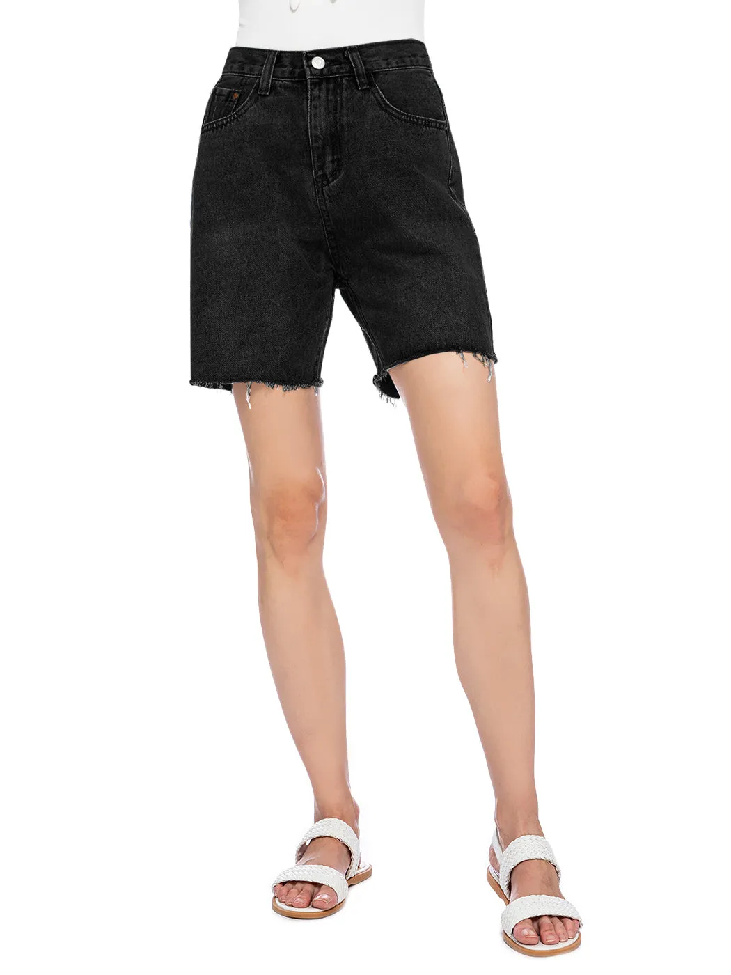 High Waisted Capri Bermuda Denim Shorts