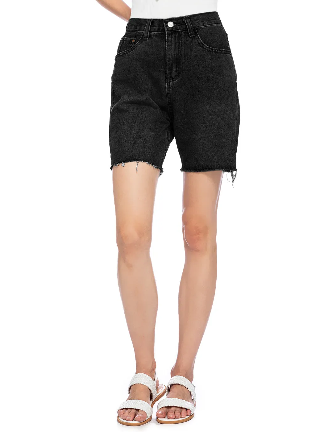 High Waisted Capri Bermuda Denim Shorts