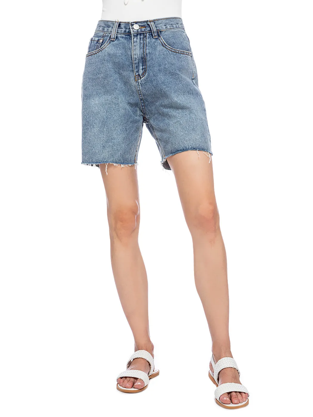High Waisted Capri Bermuda Denim Shorts