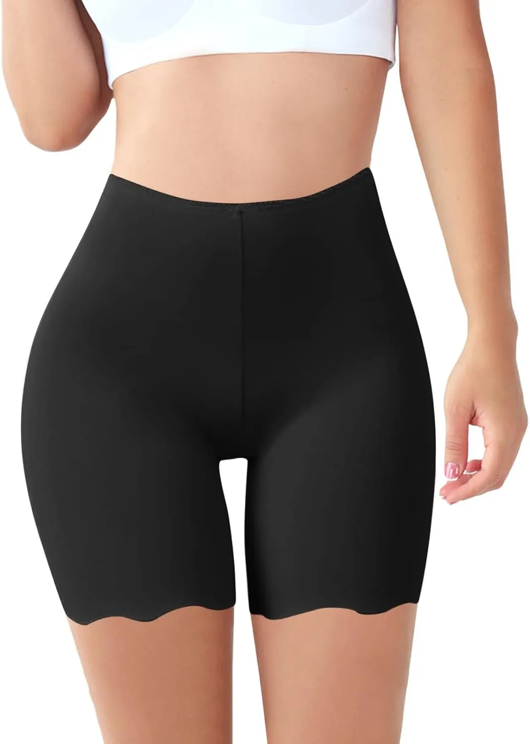 Ice Silk Leggings for Women High Waist Wave Capri Thin Anti Light Short Pants Soft Comfortable Short Pant Tight