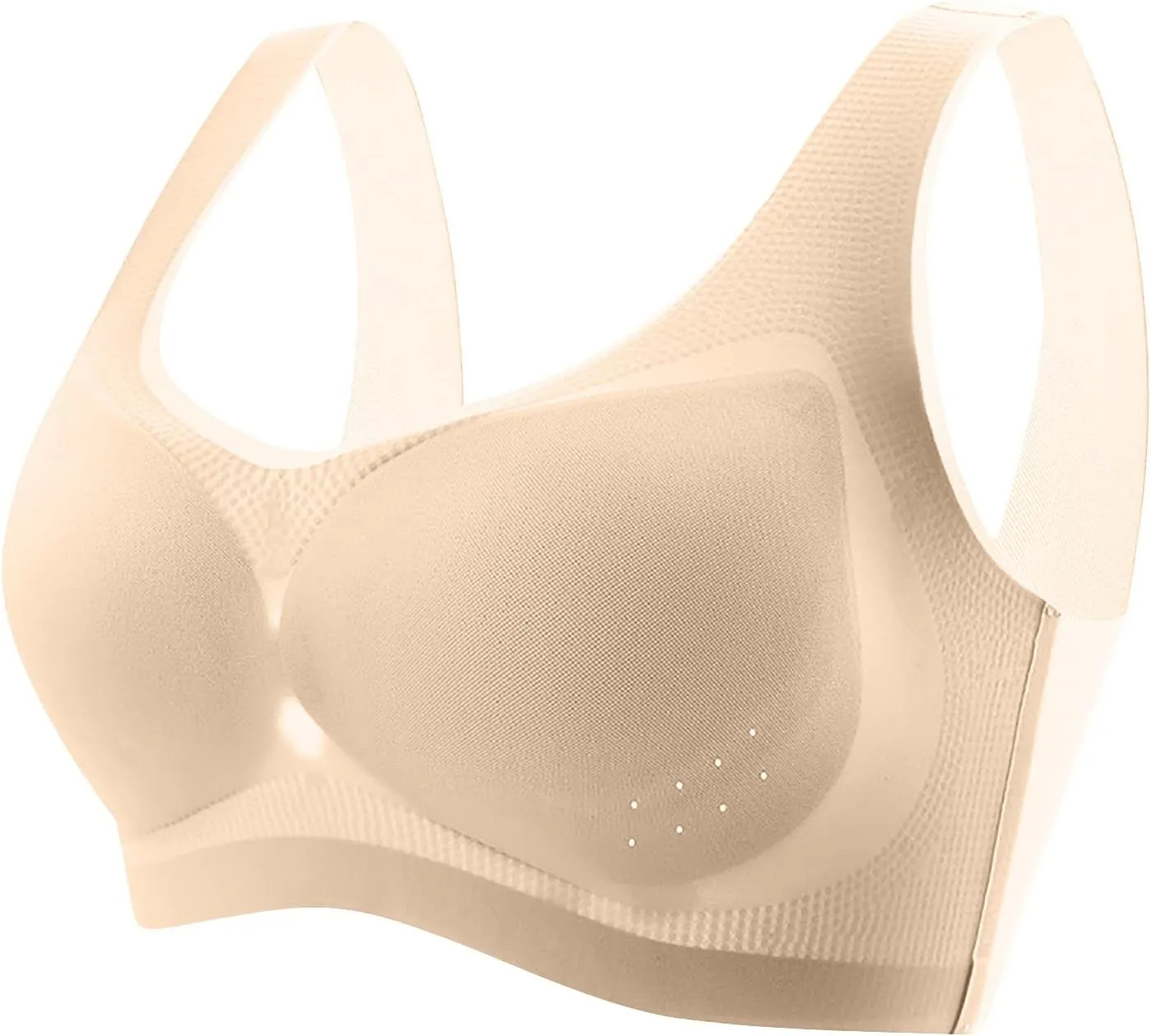 JOAU Womens Wireless Bra, Full-Coverage Pullover Stretch Bras, Smoothing T-Shirt Bra Breathable Removable Padded Bralettes