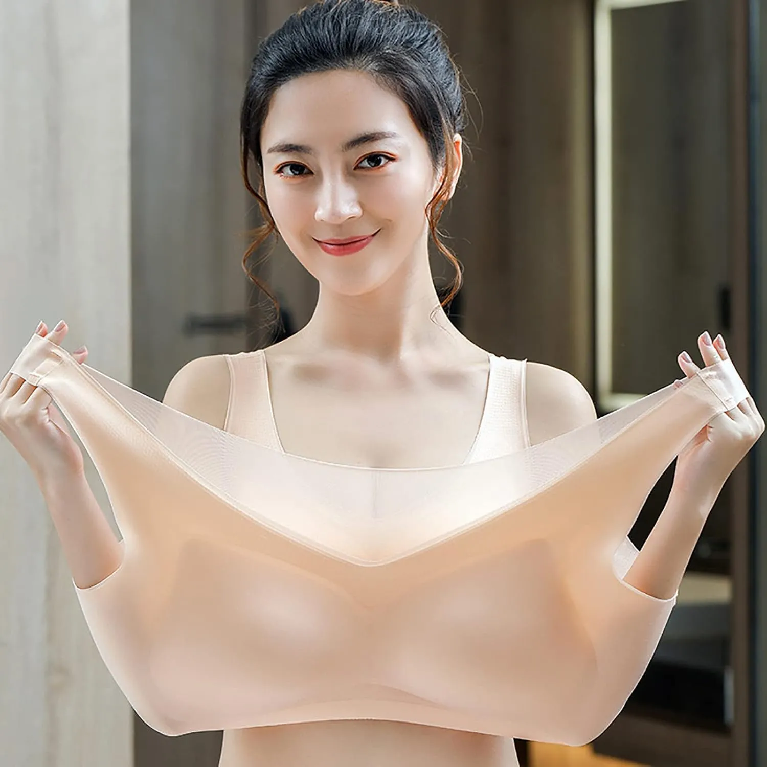 JOAU Womens Wireless Bra, Full-Coverage Pullover Stretch Bras, Smoothing T-Shirt Bra Breathable Removable Padded Bralettes