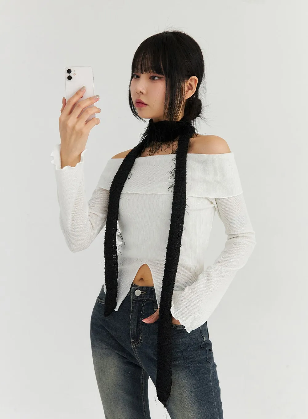 Lace Skinny Scarf CN309