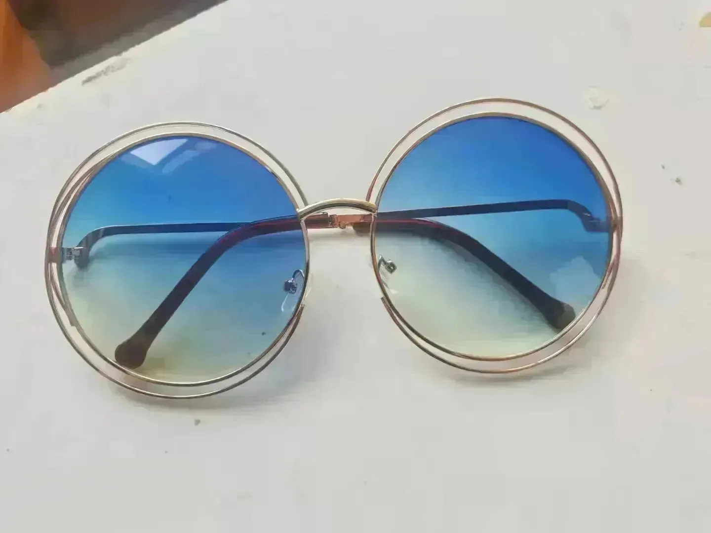 Large Frame Round Frame Unisex Sun Glasses True Film Ink Mirror Flat Light Mirror