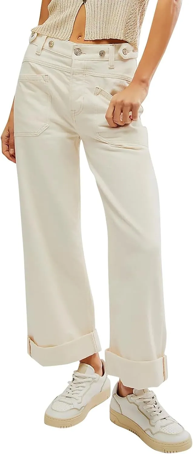 Light Miramar Sweatpants for Women Low Rise Baggy Jeans Loose Fit Boyfriend Straight Wide Leg Stretch Pants