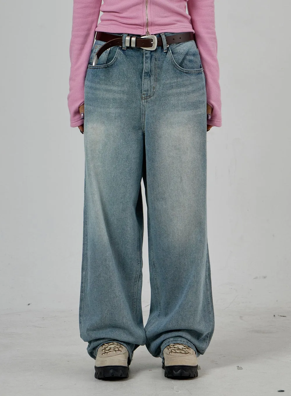 Light Wash Baggy Jeans Unisex CD26