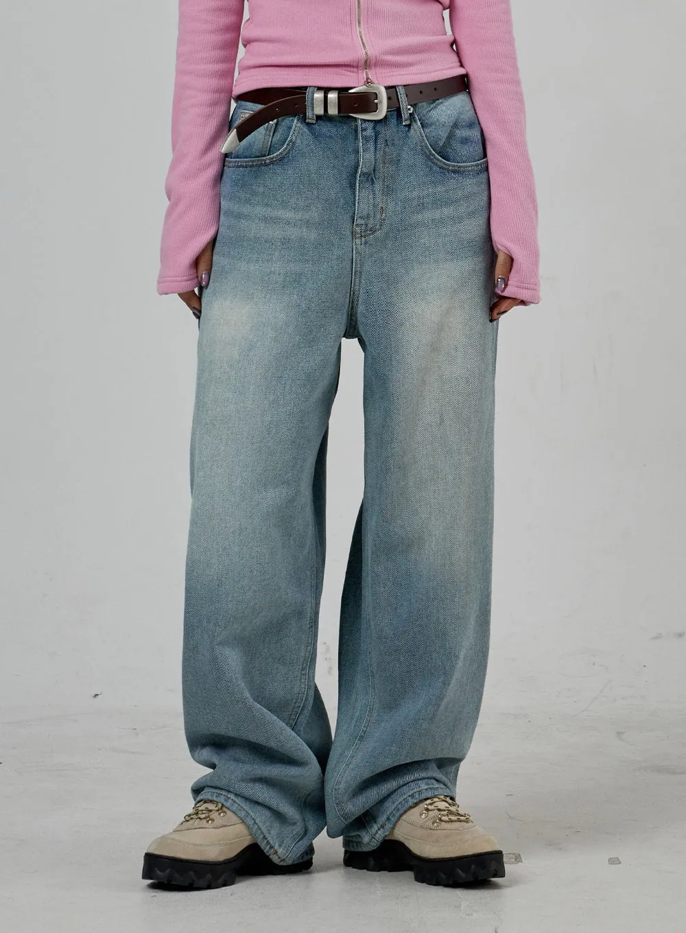 Light Wash Baggy Jeans Unisex CD26