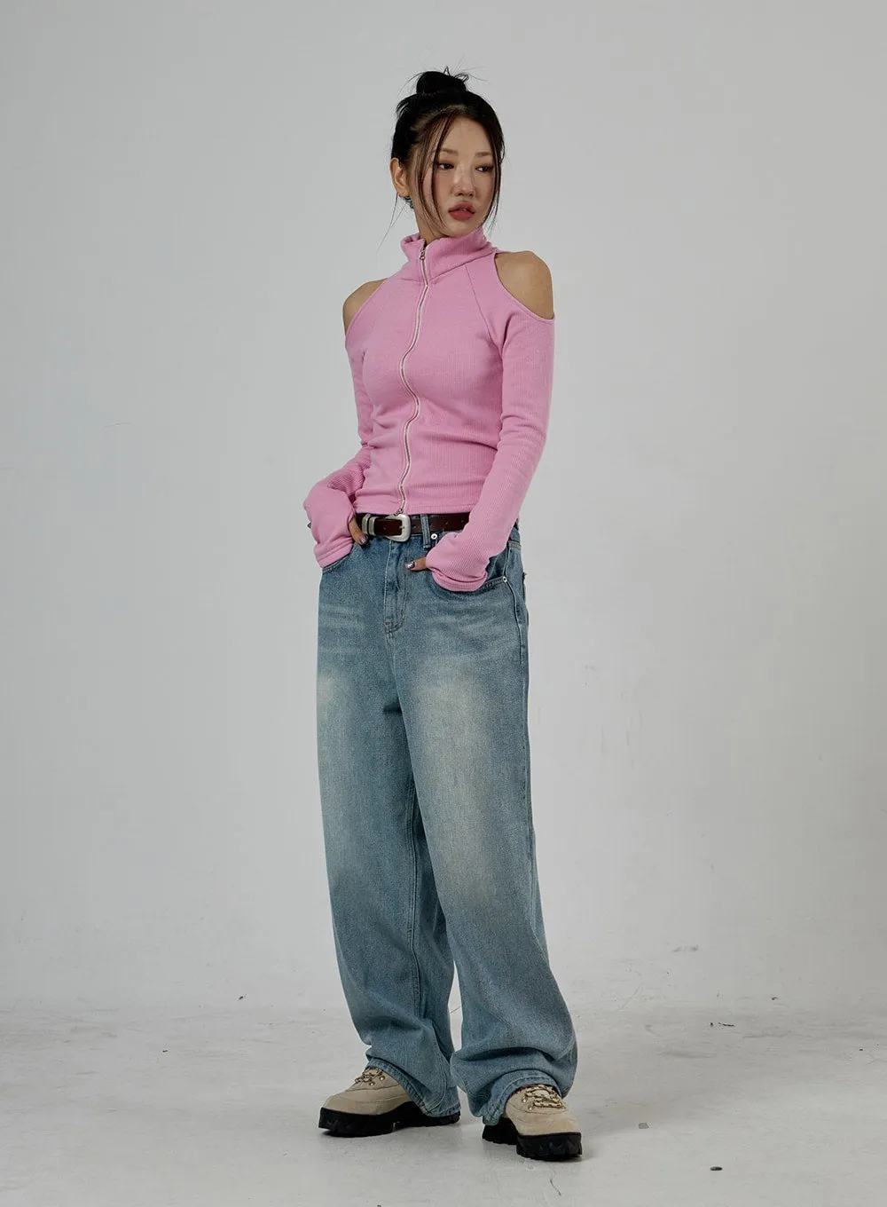 Light Wash Baggy Jeans Unisex CD26
